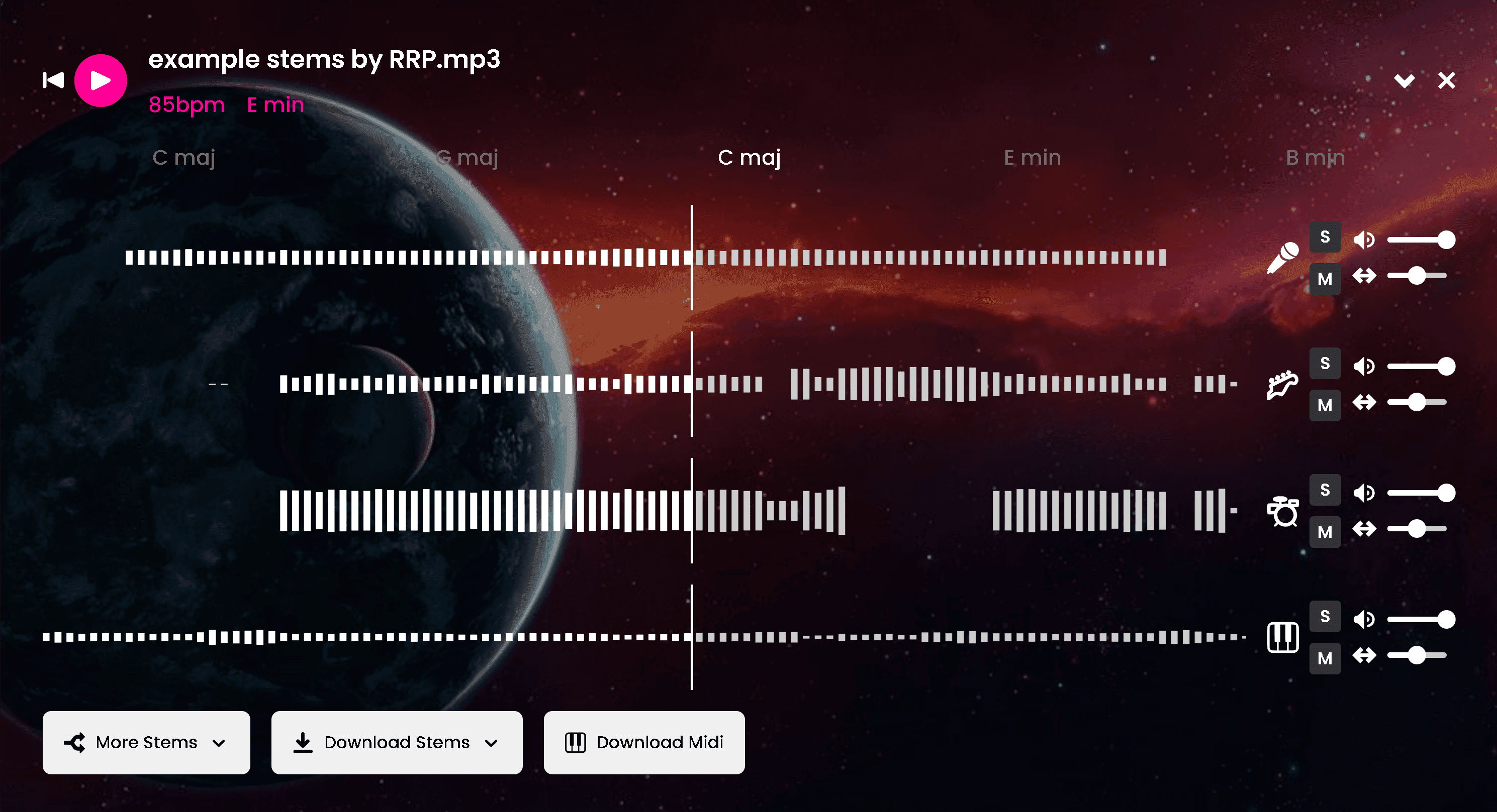 Some finished results from the Fadr Stems Page, ready for download.